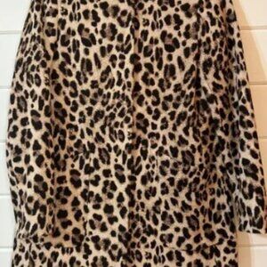 ZARA Basics Women's Medium Textured Leopard Print Snap Closure Jacket Mid Length